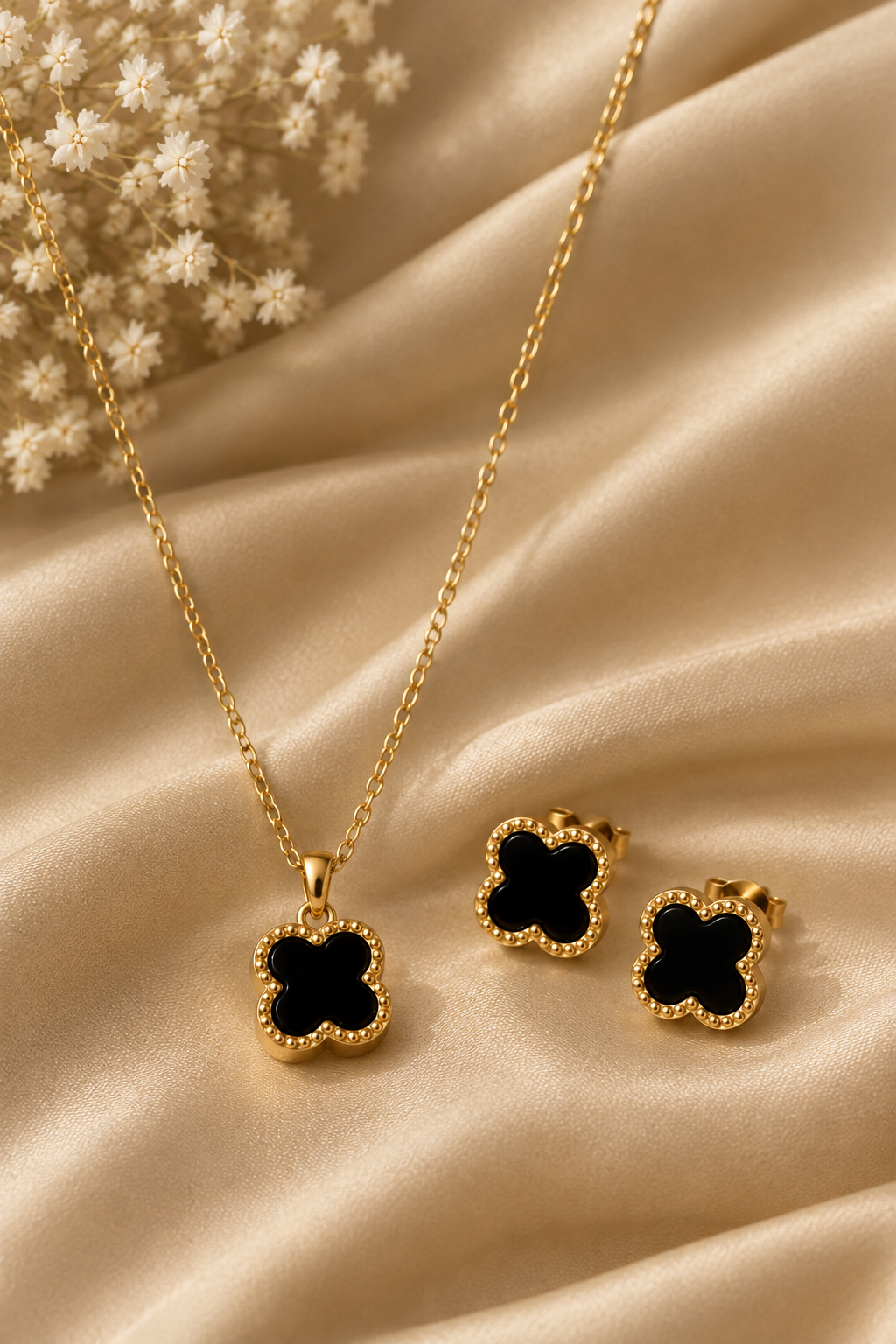 Black Clover Necklace & Earring Set